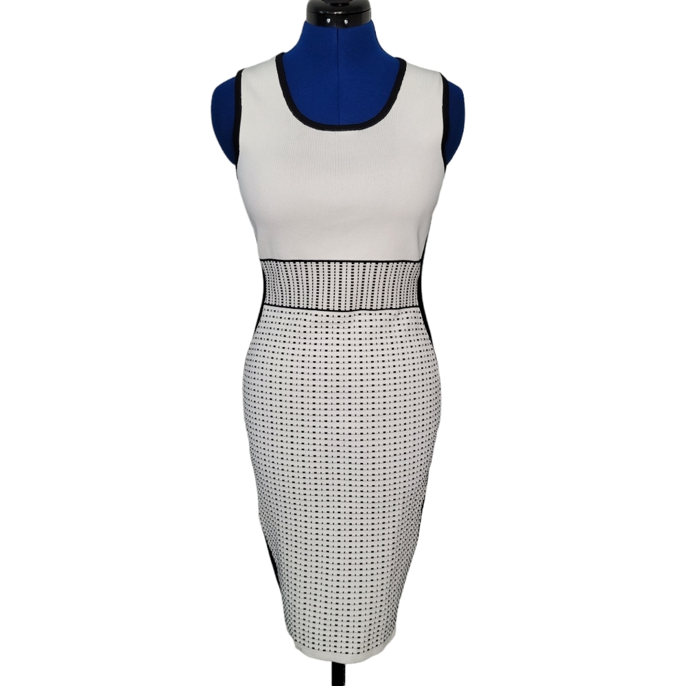 ETCETRA black and white sheath bodycon dress